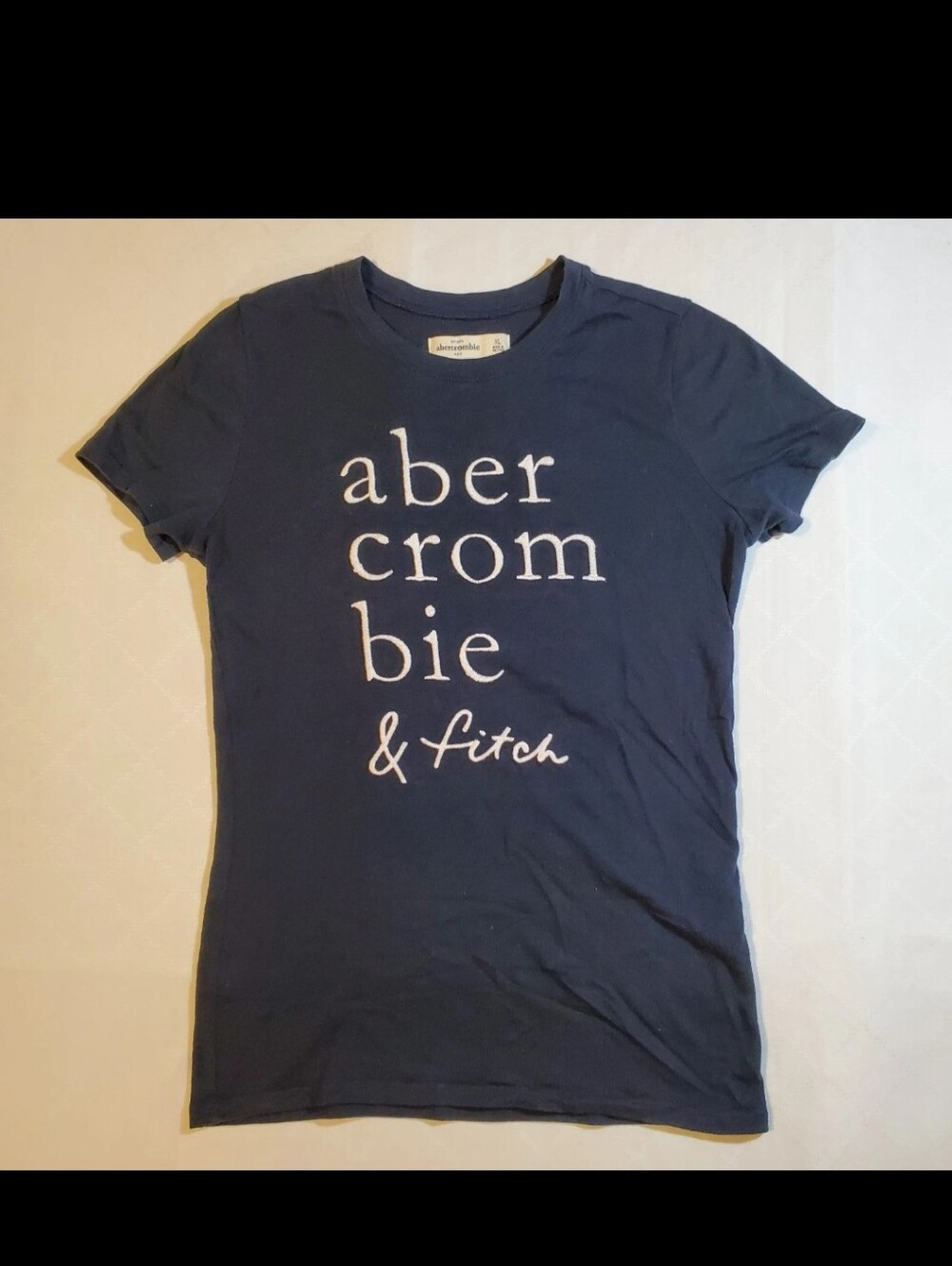 Abercrombie Kids Girls Logo T-Shirt Size XL 15/16 Blue Embroidered Spellout